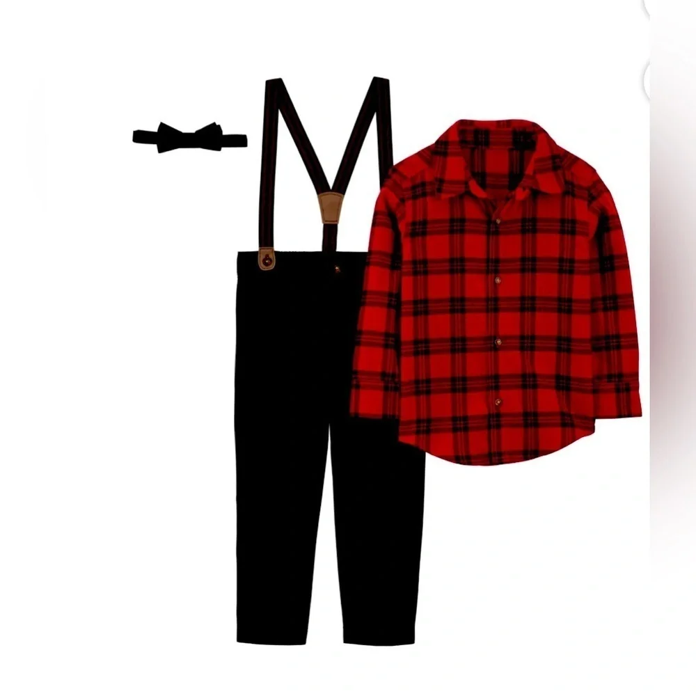 New Carter's Child of Mine Toddler Boy Plaid Set, 3 Piece, Size 3T
